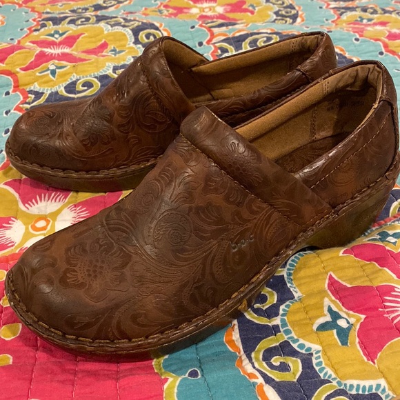 boc Shoes - B.o.c Born Concept Womens Leather Upper Slip On Comfy Boho Peggy Clog Size 10